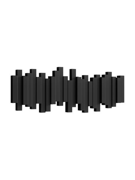 Wandkapstok met staafdesign in zwart, Kunststof, Zwart, B 48 x H 18 cm