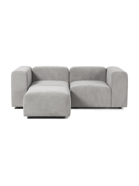 Canapé modulable 3 places avec tabouret Lena, Tissu gris argent, larg. 209 x prof. 181 cm