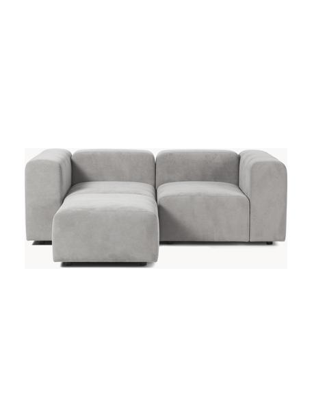 Modulaire bank Lena (3-zits) met poef, Bekleding: geweven stof (88% polyest, Frame: grenenhout, multiplex, ha, Poten: kunststof, Geweven stof lichtgrijs, B 209 x D 181 cm