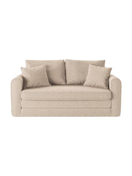 Sofa rozkładana Lido (2-osobowa), Tapicerka: poliester imitujący len D, Nogi: tworzywo sztuczne, Jasny beżowy, S 158 x G 69 cm