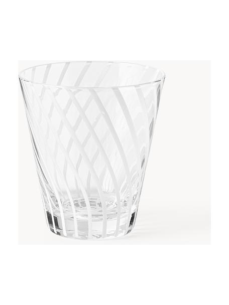 Vasos de agua artesanales Carson, 4 uds., Vidrio sódico-cálcico, Transparente, blanco, Ø 9 x Al 10 cm, 290 ml