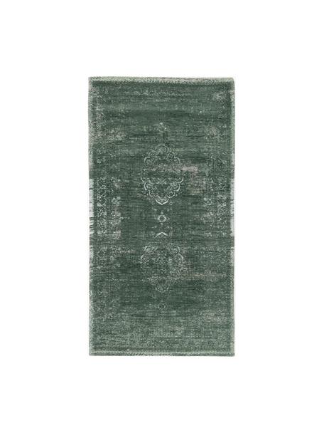 Tapis en chenille Medaillon, Fil de chenille (100 % coton), Vert foncé, larg. 80 x long. 150 cm (taille XS)