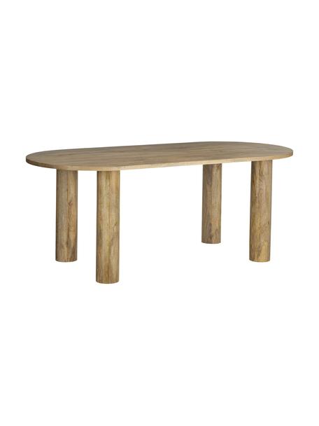 Table ovale bois de manguier massif Grow, 200 x 90 cm, Bois de manguier, enduit, Brun, larg. 200 x prof. 90 cm