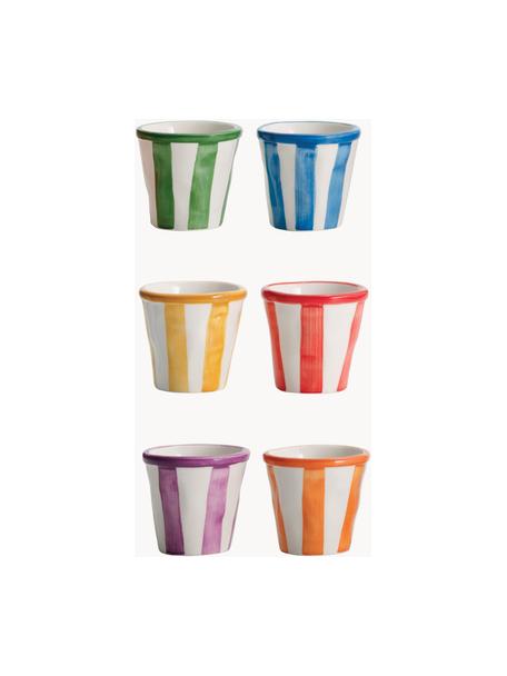Tasses à expresso artisanales Righe, 6 élém., Céramique, Multicolore, Ø 6 x haut. 6 cm, 70 ml
