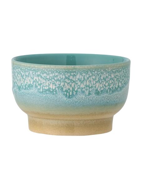 Cuencos artesanales con esmalte reactivo Safie, 4 uds., Gres, Tonos verdes, amarillo, Ø 12 x Al 7 cm