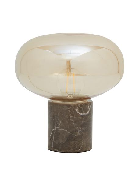 Lámpara de mesa pequeña de mármol Alma, Pantalla: vidrio, Cable: cubierto en tela, Ámbar, marrón, veteado, Ø 23 x Al 24 cm