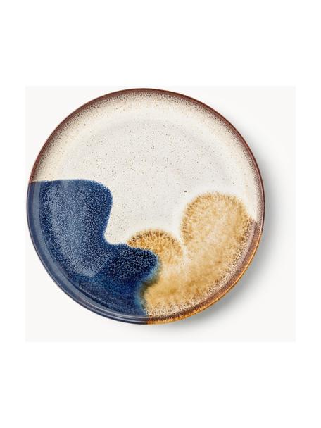 Assiettes plates artisanales avec dégradé Jules, 2 pièces, Grès cérame, Tons beiges et bleu, Ø 29 cm