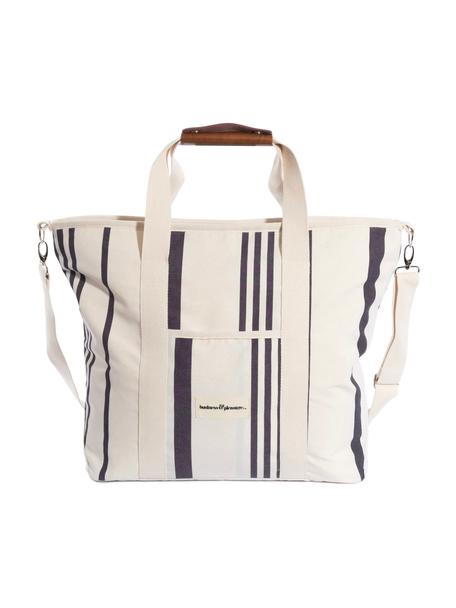 Koeltas Strand, 40% katoen, 40% polyester, 15% waterafstotend vinyl, 5% leer, Crèmewit, zwart, B 41 cm x H 51 cm
