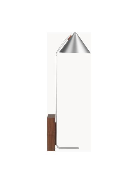 Stehlampe Cone, Lampenfuß: Walnussholz, geölt, Silberfarben, H 160 cm