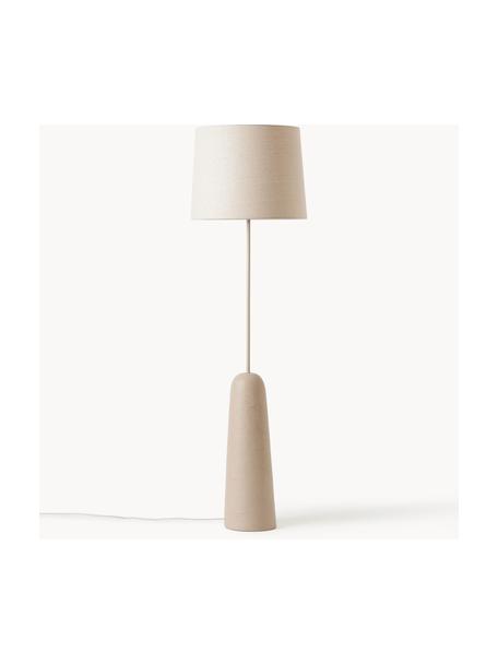 Lámpara de pie con base de cemento Kaya, Pantalla: 70% algodón, 30% lino, Cable: cubierto en tela, Blanco crema, beige, Al 156 cm