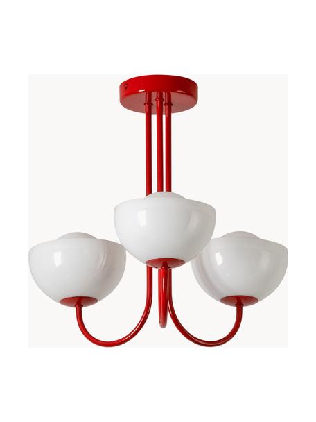 Lampada da soffitto Jam, Paralume: vetro, Struttura: metallo rivestito, Bianco, rosso, Ø 45 x Alt. 40 cm