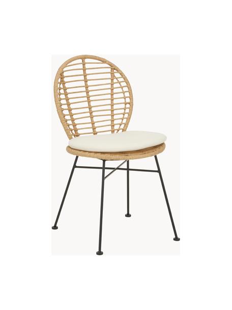 Chaises en polyrotin Cordula, 2 pièces, Brun clair, noir, larg. 48 x prof. 57 cm