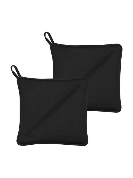 Maniques noires Soft Kitchen, 2 pièces., 100 % coton, Noir, larg. 23 x long. 23 cm