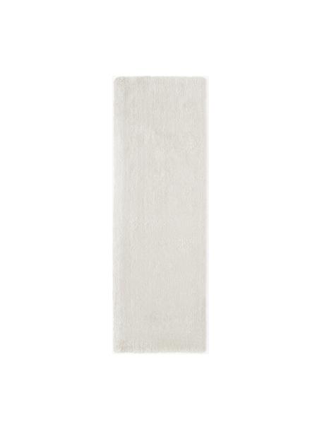 Passatoia morbida a pelo lungo Leighton, Retro: 70% poliestere, 30% coton, Bianco latte, Larg. 80 x Lung. 250 cm