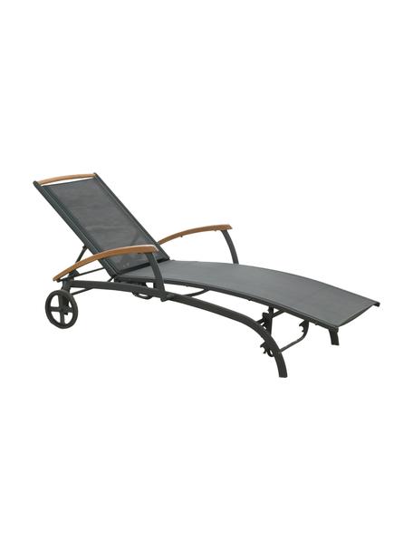 Leżak ogrodowy Andy, Stelaż: aluminium malowane proszk, Tapicerka: tekstylia, Czarny, D 188 x S 70 cm
