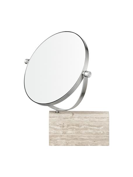 Espejo tocador de mármol para pared Lamura, Espejo: cristal, Beige, plateado, Ø 23 x Al 27 cm