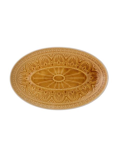 Ručně vyrobený servírovací talíř v marockém stylu Rani, D 39 cm x Š 25 cm, Kamenina, Žlutá, D 39 cm, Š 25 cm
