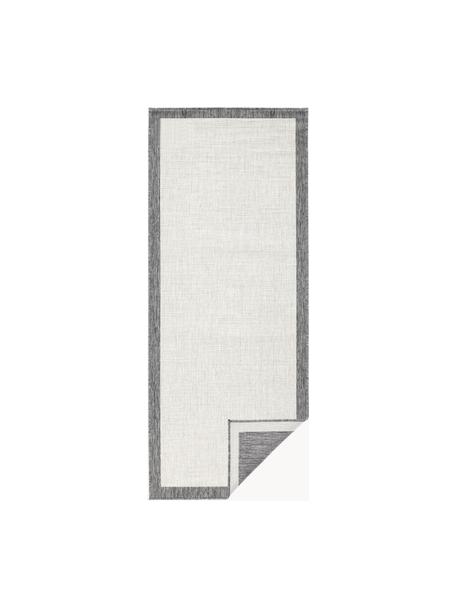 Tapis réversible intérieur-extérieur gris/crème Panama, 100 % polypropylène, Gris, couleur crème, larg. 80 x long. 250 cm