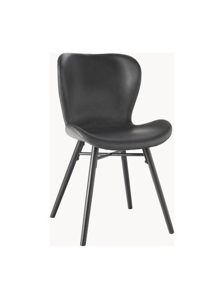 Chaises en cuir synthétique rembourrées Batilda, 2 pièces, Cuir synthétique noir, noir, larg. 47 x prof. 53 cm