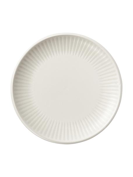 Ontbijtbord Zabelle met streepversiering in grijs, 4 stuks, Keramiek, Crèmewit, grijs, Ø 23 x H 3 cm