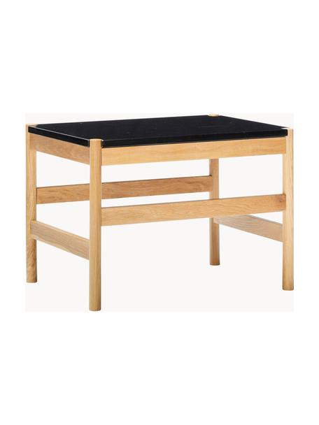 Bijzettafel Raw, Tafelblad: marmer, Frame: MDF, eikenhout, Hout, zwart, gemarmerd, B 60 x H 42 cm