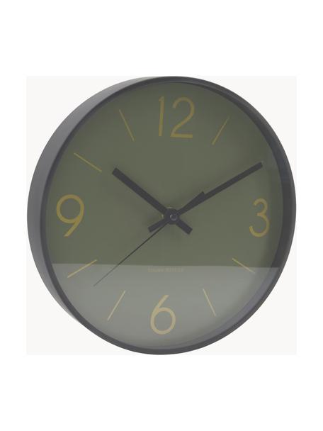 Wandklok Time, Frame: gecoat aluminium, glas, Saliegroen, zwart, Ø 25 x D 4 cm