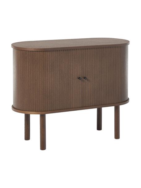Petite enfilade en bois cannelé Calary, Aspect noyer, larg. 95 x long. 77 cm