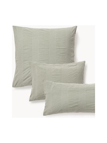 Funda de almohada de percal Graham, Verde oliva, Off White, An 45 x L 110 cm