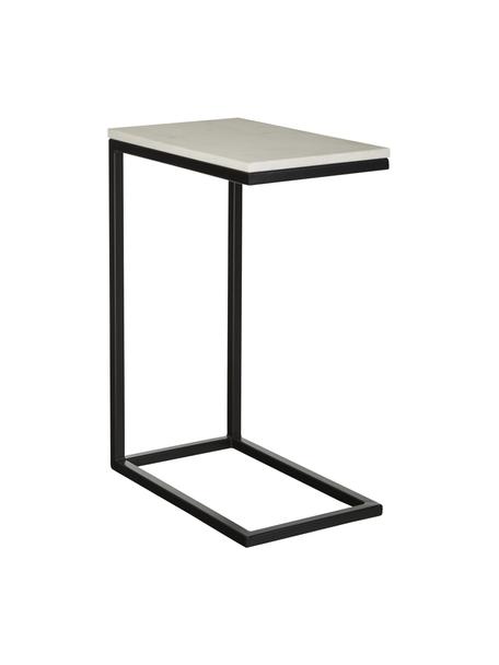 Marmor-Beistelltisch Celow, Tischplatte: Marmor, Gestell: Metall, pulverbeschichtet, Weiss, marmoriert, B 45 x H 62 cm