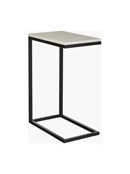Marmeren bijzettafel Celow, Tafelblad: marmer, MDF, Frame: gepoedercoat metaal, Wit, gemarmerd, B 45 x H 62 cm