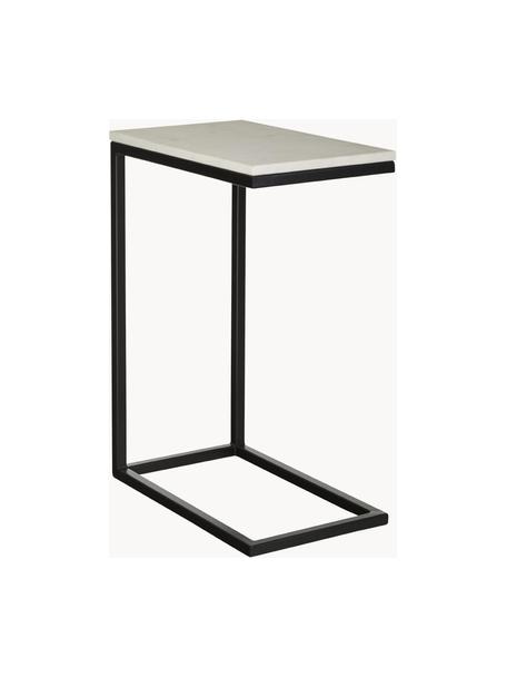 Stolik pomocniczy z marmuru Celow, Blat: marmur, Stelaż: metal malowany proszkowo, Biały, marmurowy, S 45 x W 62 cm