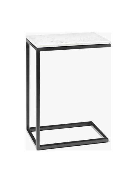 Marmeren bijzettafel Celow, Tafelblad: marmer, MDF, Frame: gepoedercoat metaal, Wit, gemarmerd, B 45 x H 62 cm