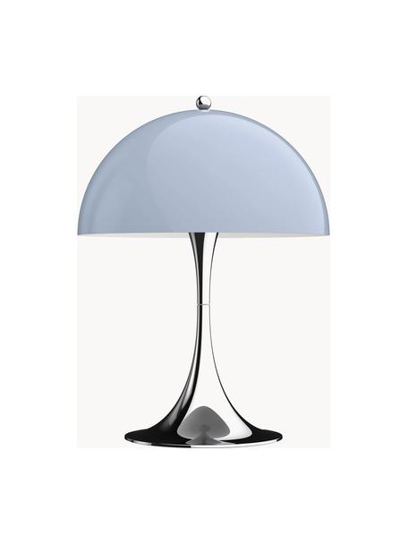 Lampa stołowa LED z funkcją przyciemniania Panthella, W 34 cm, Stelaż: aluminium powlekane, Jasnoniebieskie szkło akrylowe, odcienie srebrnego, Ø 25 x 34 cm