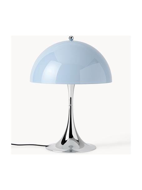 Lampa stołowa LED z funkcją przyciemniania Panthella, W 34 cm, Stelaż: aluminium powlekane, Jasnoniebieskie szkło akrylowe, odcienie srebrnego, Ø 25 x 34 cm