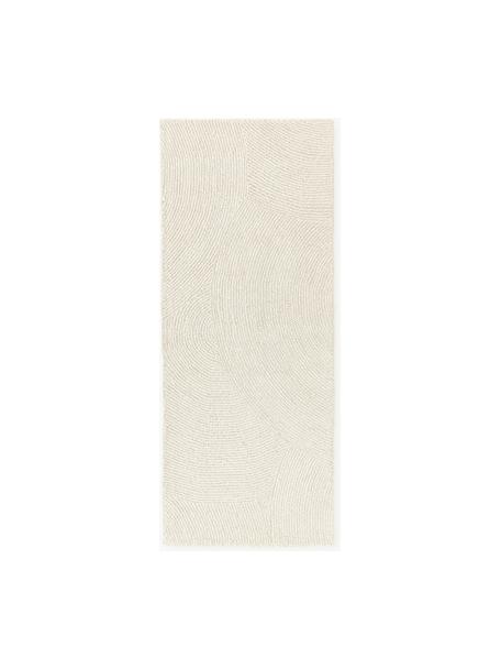 Alfombra corredor artesanal de materiales reciclados Eleni, Parte superior: 100% poliéster, Blanco Off White, An 80 x L 200 cm