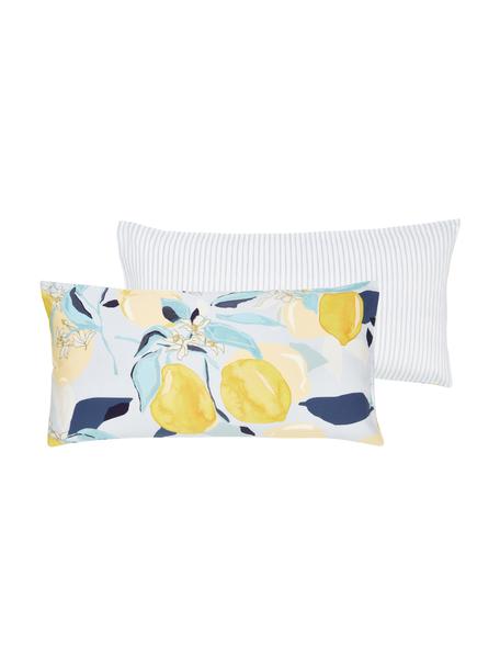 Funda de almohada doble cara de satín Garda, 2 uds, Blanco, amarillo, azul, An 40 x L 80 cm