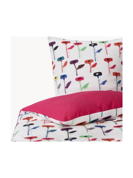 Designer dekbedovertrek Weyda van katoensatijn, Weeftechniek: satijn Draaddichtheid 210, Wit, roze, B 140 x L 200 cm