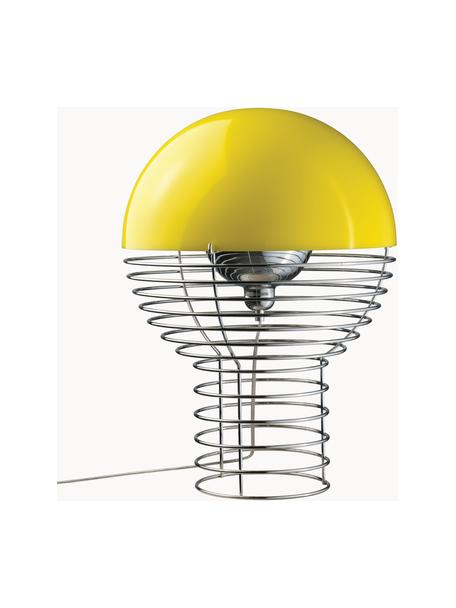 Lámpara de mesa de diseño Wire, Estructura: metal recubierto, Cable: plástico, Plateado, amarillo sol, Ø 30 x Al 42 cm