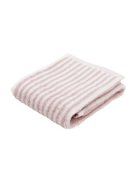 Gestreepte handdoek Viola, 100% katoen, middelzware kwaliteit, 550 g/m², Roze, crèmewit, Gastendoekje