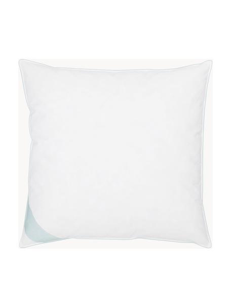 Cuscino morbido Comfort, Bianco con fascia di stoffa in raso turchese, Larg. 80 x Lung. 80 cm