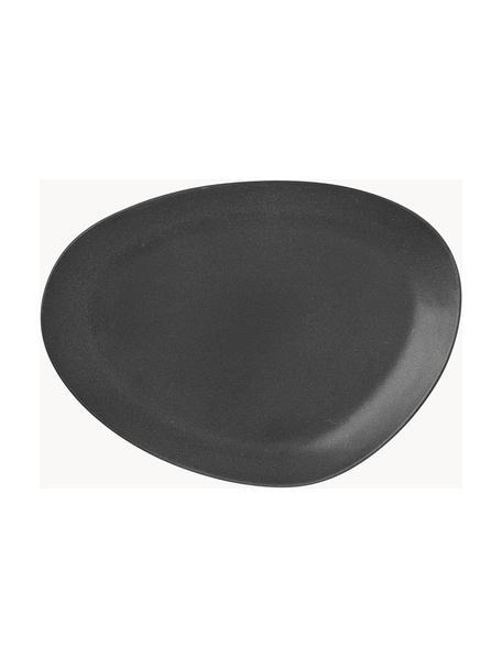 Dinerbord Limfjord in organisch vorm, Keramiek, Antraciet, L 33 x B 23 cm