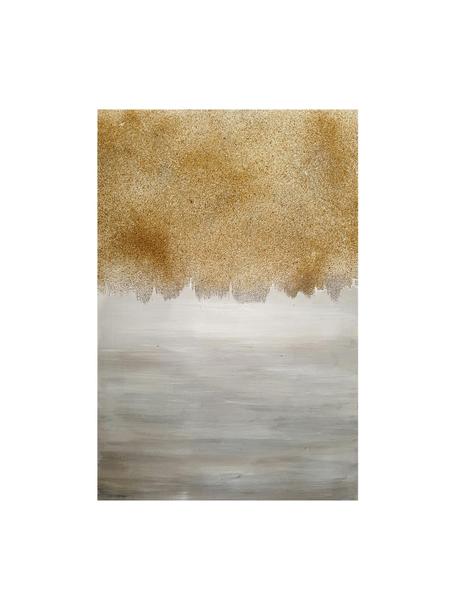 Canvasdoek Sandy Abstract, Grijs, goudkleurig, B 84 x H 120 cm