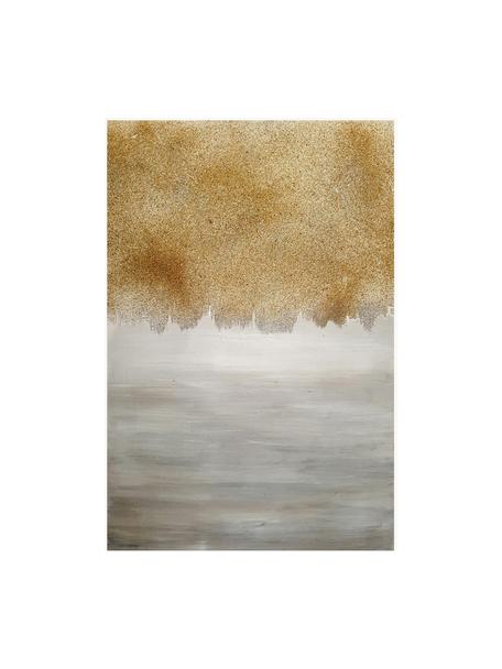 Handbeschilderd Canvasdoek Sandy Abstract, Grijstinten, goudkleurig, B 84 x H 120 cm