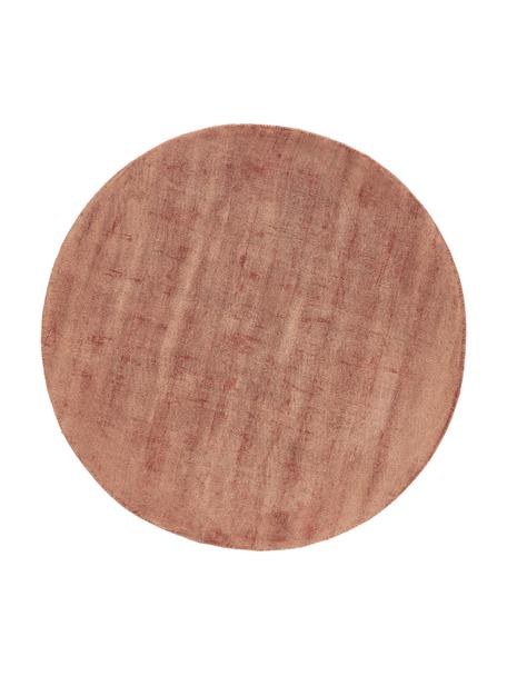 Tappeto rotondo in viscosa color terracotta taftato a mano Jane, Retro: 100% cotone, Terracotta, Ø 120 cm (taglia S)