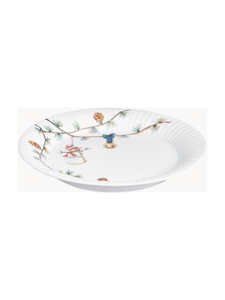 Platos postre navideños artesanales Hammershøi, 4 uds., Porcelana, Blanco, multicolor, Ø 22 cm