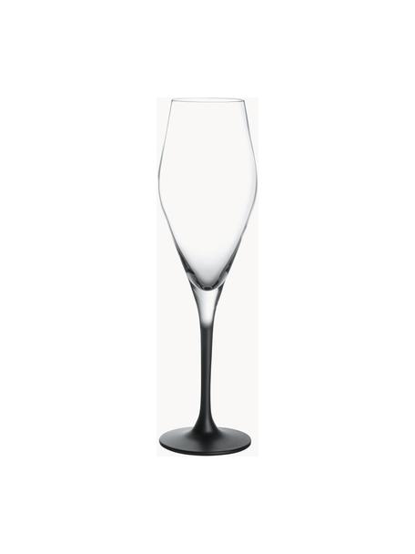 Flûtes à champagne en cristal Manufacture Rock, 4 pièces, Cristal, Transparent, noir, Ø 7 x haut. 25 cm, 290 ml