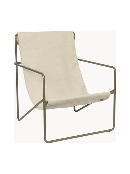 Fauteuil lounge Desert, Vert foncé, tissu beige, larg. 63 x prof. 66 cm