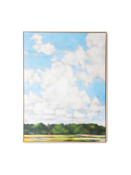 Tela dipinta a mano Dutch Sky, Struttura: legno di quercia, Immagine: lino, Multicolore, Larg. 123 x Alt. 163 cm