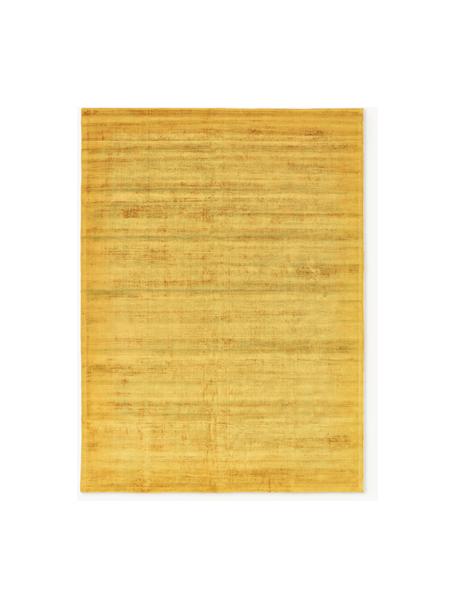 Alfombra artesanal de viscosa Jane, Parte superior: 100% viscosa, Reverso: 100% algodón, Amarillo sol, An 300 x L 400 cm (Tamaño XL)