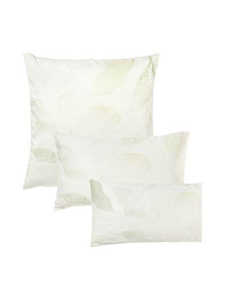 Federa in raso di cotone con stampa floreale Marino, Beige, tonalità verdi, Larg. 50 x Lung. 80 cm